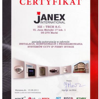 Certyfikat Janex 1