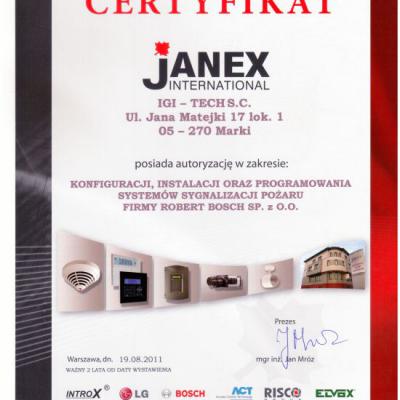 Certyfikat Janex 2